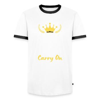 Keep Calm and Carry On - Men's Ringer Shirt - white/black - Front - AI Model Female 172 light (172cm) & AI Model Male 178 dark (178cm)