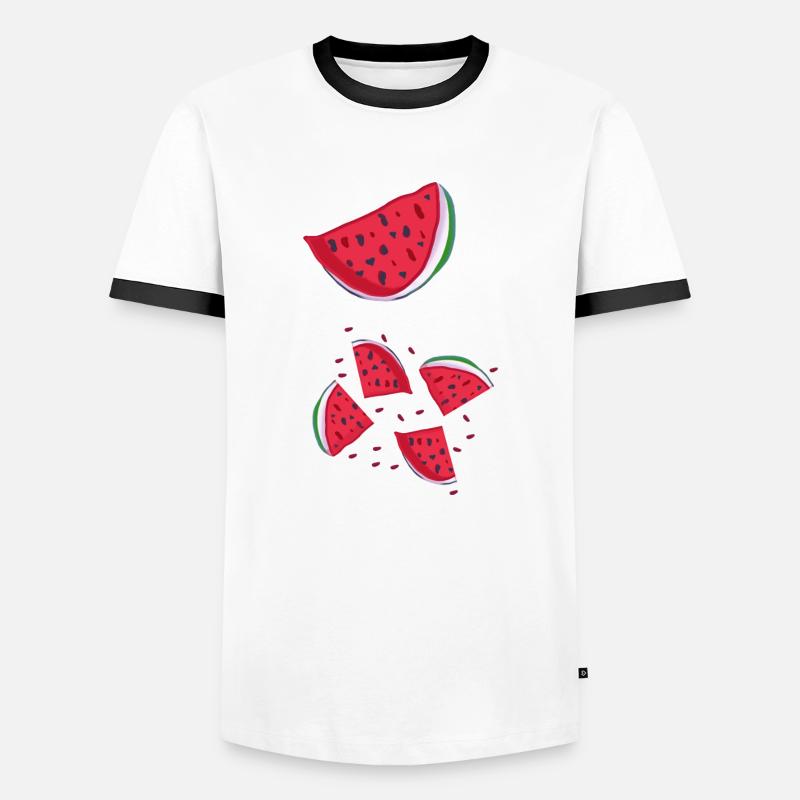 Wassermelone - Männer Kontrast-T-Shirt - Weiß/Schwarz