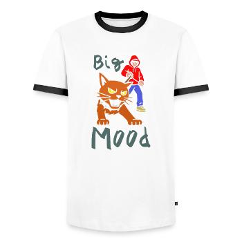 Big Mood for lovers of cats and urban style. - Men's Ringer Shirt - white/black - Front - AI Model Female 172 light (172cm) & AI Model Male 178 dark (178cm)