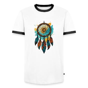 Traumfänger - Männer Kontrast-T-Shirt - Weiß/Schwarz - Vorne - AI Model Female 172 light (172cm) & AI Model Male 178 dark (178cm)