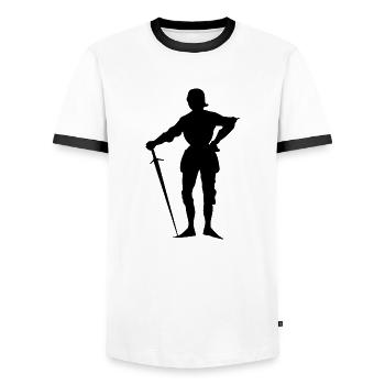 Knight Knight Sword Swords Armor125 - Men's Ringer Shirt - white/black - Front - AI Model Female 172 light (172cm) & AI Model Male 178 dark (178cm)