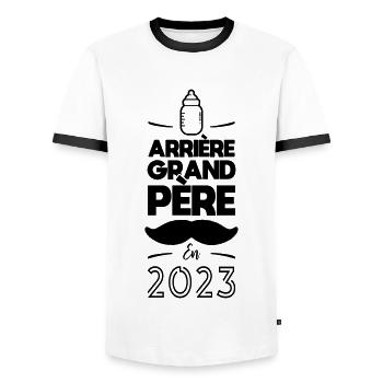 Arrière grand père en 2023 - T-shirt contrasté Homme - blanc/noir - Devant - AI Model Female 172 light (172cm) & AI Model Male 178 dark (178cm)
