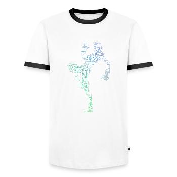 Boxe Kickboxing Kickboxing Hommes Femmes - T-shirt contrasté Homme - blanc/noir - Devant - AI Model Female 172 light (172cm) & AI Model Male 178 dark (178cm)