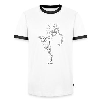 Kickboxing Women's Kickboxer Kickboxing - Men's Ringer Shirt - white/black - Front - AI Model Female 172 light (172cm) & AI Model Male 178 dark (178cm)