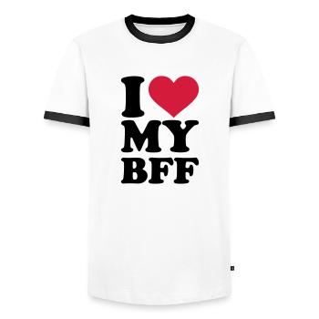I love my best friend forever - Männer Kontrast-T-Shirt - Weiß/Schwarz - Vorne - AI Model Female 172 light (172cm) & AI Model Male 178 dark (178cm)