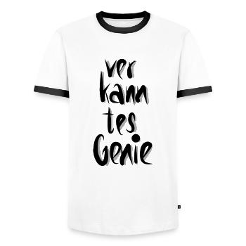 Verkanntes Genie - Männer Kontrast-T-Shirt - Weiß/Schwarz - Vorne - AI Model Female 172 light (172cm) & AI Model Male 178 dark (178cm)