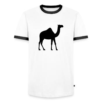 Kamel - Männer Kontrast-T-Shirt - Weiß/Schwarz - Vorne - AI Model Female 172 light (172cm) & AI Model Male 178 dark (178cm)