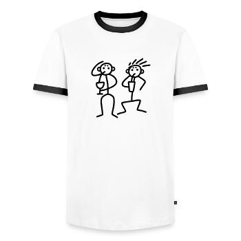 2 Strichmännchen trinken - Männer Kontrast-T-Shirt - Weiß/Schwarz - Vorne - AI Model Female 172 light (172cm) & AI Model Male 178 dark (178cm)
