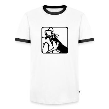 483 IPO Deutscher Schäferhund - Männer Kontrast-T-Shirt - Weiß/Schwarz - Vorne - AI Model Female 172 light (172cm) & AI Model Male 178 dark (178cm)