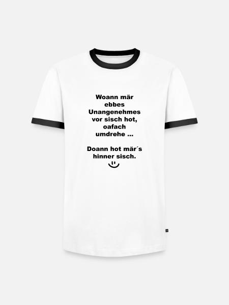Woann mär ebbes ... - Männer Kontrast-T-Shirt - Weiß/Schwarz