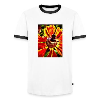 Hummel auf Sonnenhut - Männer Kontrast-T-Shirt - Weiß/Schwarz - Vorne - AI Model Female 172 light (172cm) & AI Model Male 178 dark (178cm)