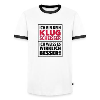 Klugscheißer Besserwisser Schlaumeier Genie genial - Männer Kontrast-T-Shirt - Weiß/Schwarz - Vorne - AI Model Female 172 light (172cm) & AI Model Male 178 dark (178cm)