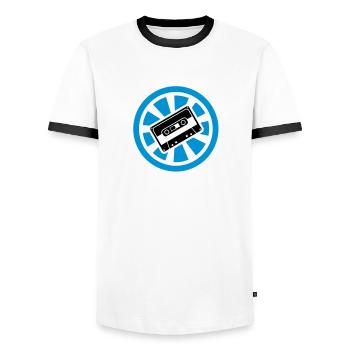 Oldschool Sound - Männer Kontrast-T-Shirt - Weiß/Schwarz - Vorne - AI Model Female 172 light (172cm) & AI Model Male 178 dark (178cm)