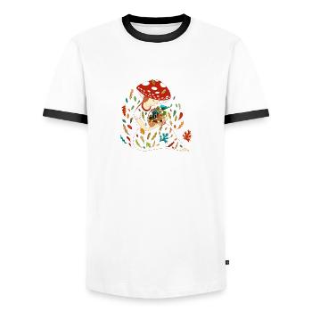 Herbst Pilz Glücksbringer - Männer Kontrast-T-Shirt - Weiß/Schwarz - Vorne - AI Model Female 172 light (172cm) & AI Model Male 178 dark (178cm)