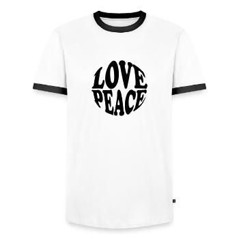 Love Peace - Men's Ringer Shirt - white/black - Front - AI Model Female 172 light (172cm) & AI Model Male 178 dark (178cm)