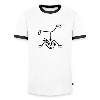 Stick figure - Headstand - Men's Ringer Shirt - white/black - Front - AI Model Female 172 light (172cm) & AI Model Male 178 dark (178cm)