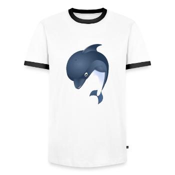 Delfin - Männer Kontrast-T-Shirt - Weiß/Schwarz - Vorne - AI Model Female 172 light (172cm) & AI Model Male 178 dark (178cm)