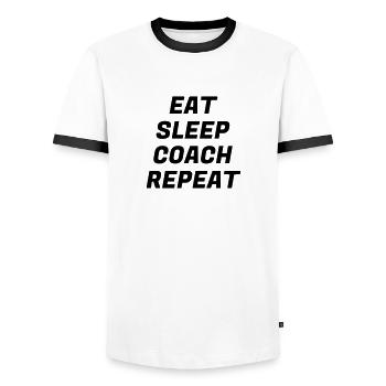Coach Coaching Trainer Sport Entraineur Team - Men's Ringer Shirt - white/black - Front - AI Model Female 172 light (172cm) & AI Model Male 178 dark (178cm)