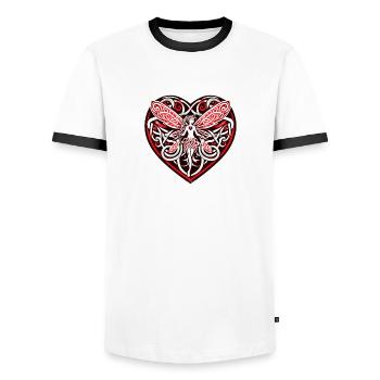 Celtic Fairy Heart - Men's Ringer Shirt - white/black - Front - AI Model Female 172 light (172cm) & AI Model Male 178 dark (178cm)