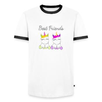 Best Friends Unicorns - Men's Ringer Shirt - white/black - Front - AI Model Female 172 light (172cm) & AI Model Male 178 dark (178cm)