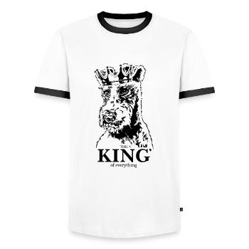Fox Terrier King of everything Dog Saying Dogs - T-shirt contrasté Homme - blanc/noir - Devant - AI Model Female 172 light (172cm) & AI Model Male 178 dark (178cm)