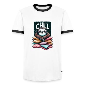 Chill Faultier - Männer Kontrast-T-Shirt - Weiß/Schwarz - Vorne - AI Model Female 172 light (172cm) & AI Model Male 178 dark (178cm)