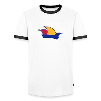Carnival fools cap - Men's Ringer Shirt - white/black - Front - AI Model Female 172 light (172cm) & AI Model Male 178 dark (178cm)
