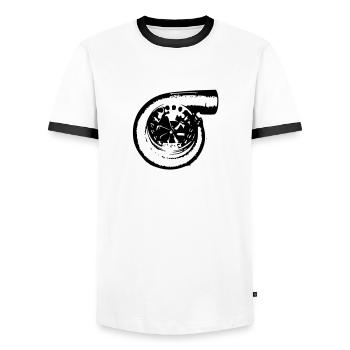Turbo - Men's Ringer Shirt - white/black - Front - AI Model Female 172 light (172cm) & AI Model Male 178 dark (178cm)