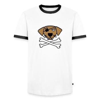 pirate_dog_042013_a_3c - T-shirt contrasté Homme - blanc/noir - Devant - AI Model Female 172 light (172cm) & AI Model Male 178 dark (178cm)