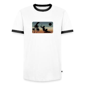Kitesurfing Gift Idea Water Sports Fun - Men's Ringer Shirt - white/black - Front - AI Model Female 172 light (172cm) & AI Model Male 178 dark (178cm)