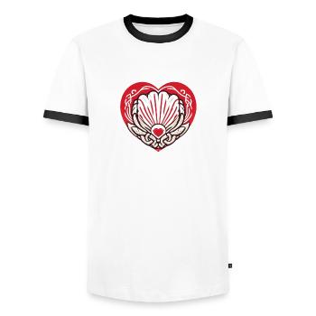 Heart of Celtic scallops - Men's Ringer Shirt - white/black - Front - AI Model Female 172 light (172cm) & AI Model Male 178 dark (178cm)