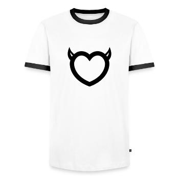 devil - Men's Ringer Shirt - white/black - Front - AI Model Female 172 light (172cm) & AI Model Male 178 dark (178cm)