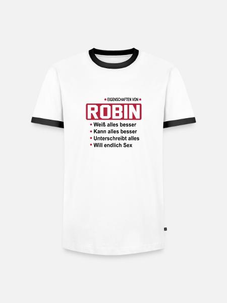 robin - Männer Kontrast-T-Shirt - Weiß/Schwarz