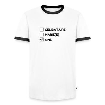 Physiotherapy Physio Krankengymnast Kiné Doctor - Men's Ringer Shirt - white/black - Front - AI Model Female 172 light (172cm) & AI Model Male 178 dark (178cm)