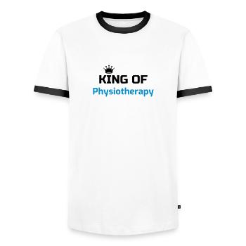 Physiotherapy Physio Krankengymnast Kiné Doctor - Men's Ringer Shirt - white/black - Front - AI Model Female 172 light (172cm) & AI Model Male 178 dark (178cm)
