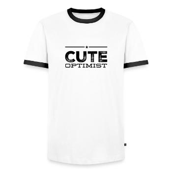 Optimiste mignon - T-shirt contrasté Homme - blanc/noir - Devant - AI Model Female 172 light (172cm) & AI Model Male 178 dark (178cm)