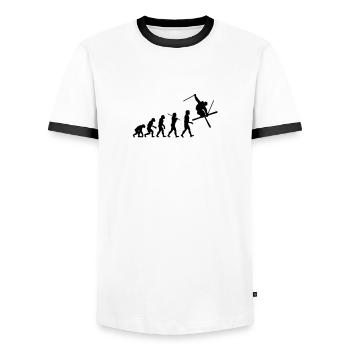 Ski Evolution - T-shirt contrasté Homme - blanc/noir - Devant - AI Model Female 172 light (172cm) & AI Model Male 178 dark (178cm)