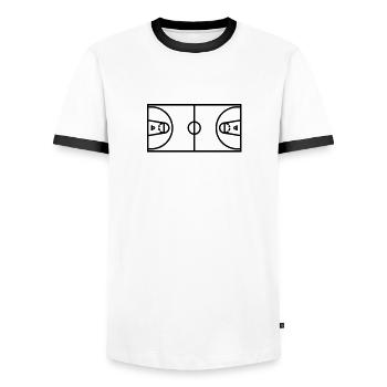Basketball - Men's Ringer Shirt - white/black - Front - AI Model Female 172 light (172cm) & AI Model Male 178 dark (178cm)