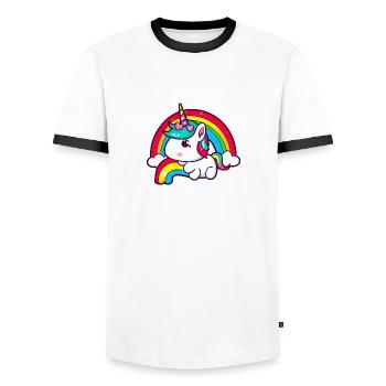Unicorn rainbow - Men's Ringer Shirt - white/black - Front - AI Model Female 172 light (172cm) & AI Model Male 178 dark (178cm)