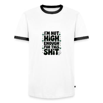 Nicht high genug für diesen Shit 🚀 - Männer Kontrast-T-Shirt - Weiß/Schwarz - Vorne - AI Model Female 172 light (172cm) & AI Model Male 178 dark (178cm)