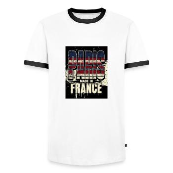 Paris Made In France - Men's Ringer Shirt - white/black - Front - AI Model Female 172 light (172cm) & AI Model Male 178 dark (178cm)
