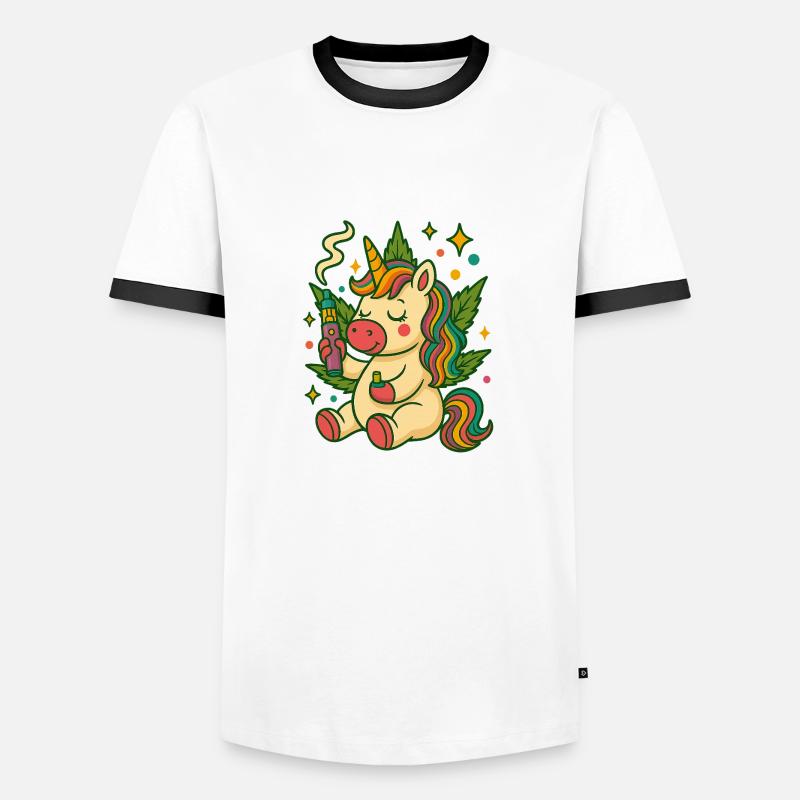 10 - Männer Kontrast-T-Shirt - Weiß/Schwarz