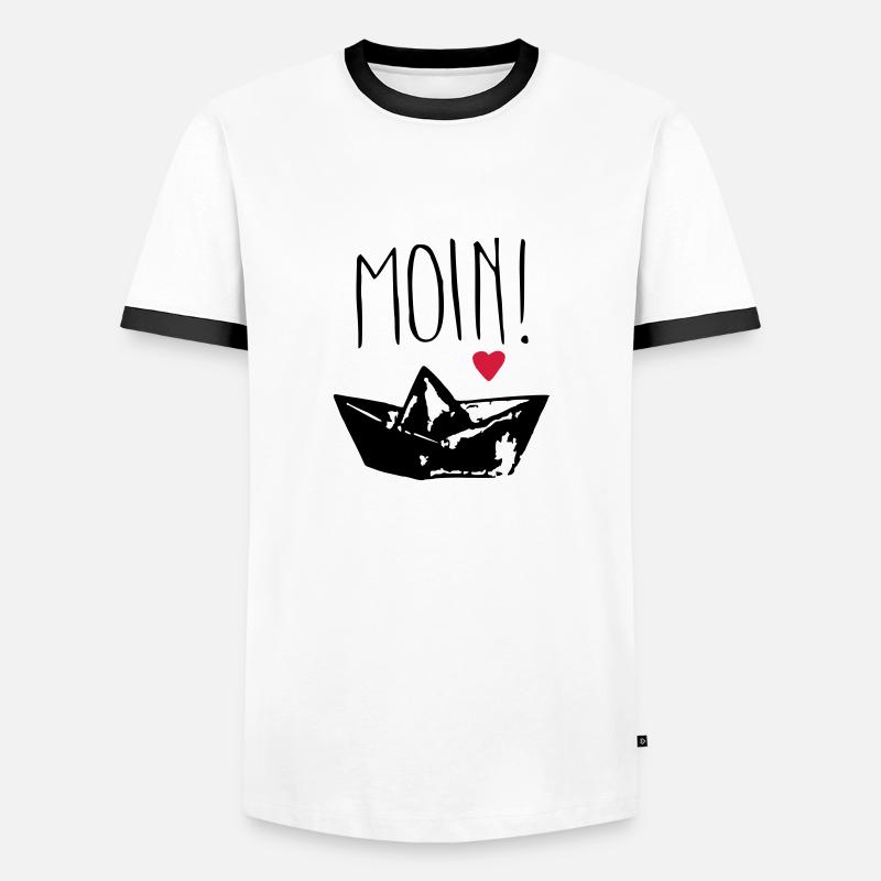 moin herz - Männer Kontrast-T-Shirt - Weiß/Schwarz