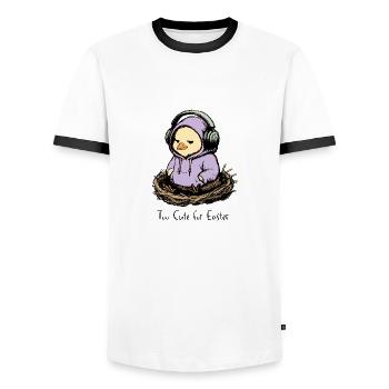 Ostern Küken mit Kopfhörer - Männer Kontrast-T-Shirt - Weiß/Schwarz - Vorne - AI Model Female 172 light (172cm) & AI Model Male 178 dark (178cm)