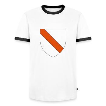 Strasbourg coat of arms - Men's Ringer Shirt - white/black - Front - AI Model Female 172 light (172cm) & AI Model Male 178 dark (178cm)