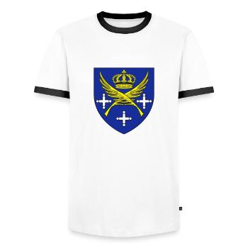 City coat of arms Saint Etienne Loire - Men's Ringer Shirt - white/black - Front - AI Model Female 172 light (172cm) & AI Model Male 178 dark (178cm)