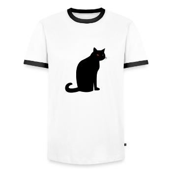 Creepy Black Cat Halloween - Men's Ringer Shirt - white/black - Front - AI Model Female 172 light (172cm) & AI Model Male 178 dark (178cm)
