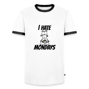 I hate mondays. Ich hasse Montag. Kein Bock - Männer Kontrast-T-Shirt - Weiß/Schwarz - Vorne - AI Model Female 172 light (172cm) & AI Model Male 178 dark (178cm)