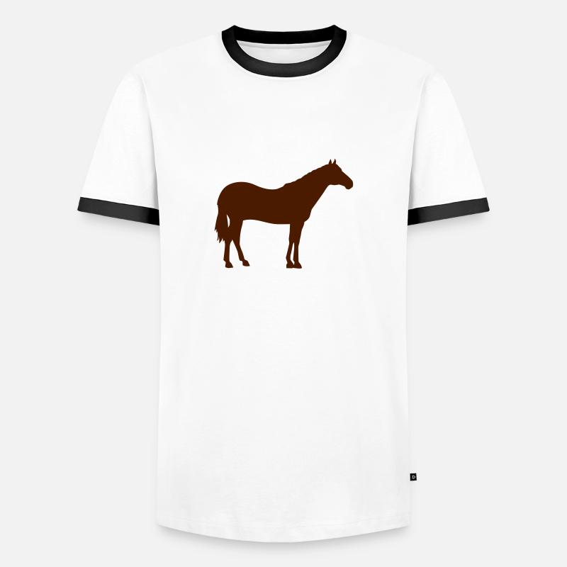 Pferd - Männer Kontrast-T-Shirt - Weiß/Schwarz