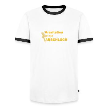 Connard gravitationnelle - T-shirt contrasté Homme - blanc/noir - Devant - AI Model Female 172 light (172cm) & AI Model Male 178 dark (178cm)